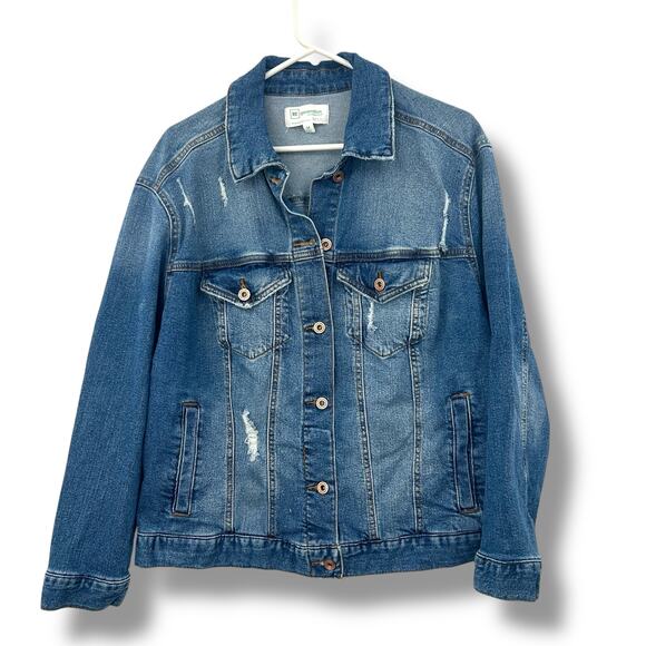 NEW Regeneration Jean Jacket Medium Oversized Boxy Fit Distressed Denim Coat - Picture 2 of 7